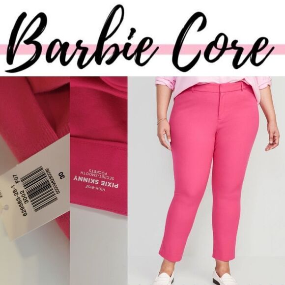 NEW 4X HIGH RISE.OLD NAVY PIXIE SKINNY SMOOTHE SLIMMING PINK PANTS NWT - Picture 1 of 10